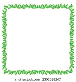 Palm leaf square ornament, frame, decorative border, illustration