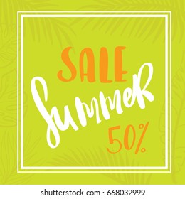 Palm leaf summer sale up to per cent off design web banner or poster 