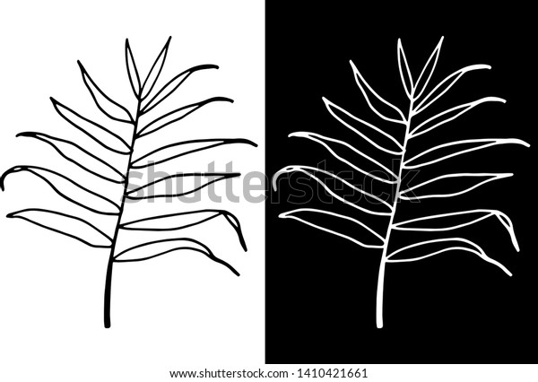 Palm Leaf Tattoo Engraving Hand Drawn Stock Vector Royalty Free