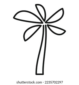 Vector de contorno de icono de hoja de palma. Planta de verano. Árbol de coco