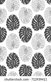 Palm leaf tropical seamless vector pattern