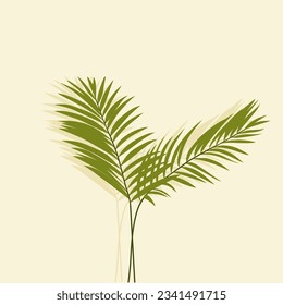 palm leaf vector illustration on yellow background 