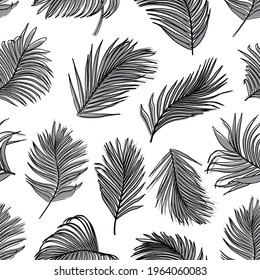 Palm leaf vector seamless pattern