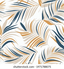 Palm leaf vector seamless pattern
