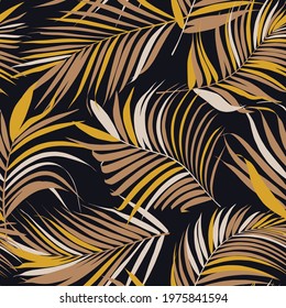 Palm leaf vector seamless pattern