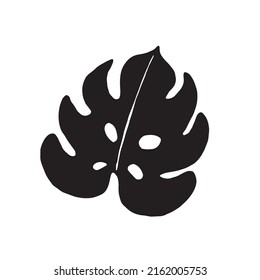 Silueta vectorial de hoja de palma. Negro sobre blanco. Ilustración del vector