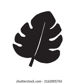 Silueta vectorial de hoja de palma. Negro sobre blanco. Ilustración del vector