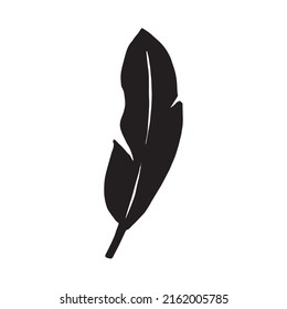 Palm leaf vector silhouette. Black on white. Vector illustration