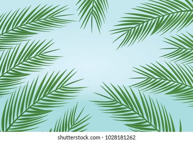 Palm leafs background. vector illustration