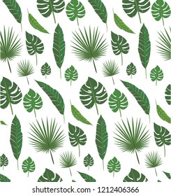 Palm leafs seamless pattern set for decoration , for design print and web , nature exotic elements 