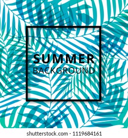 Palm Leave Pattern Summer Background. Vector Illustration 