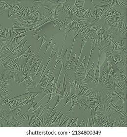 Palm leaves 3d seamless pattern. Embossed relief background. Floral surface repeated backdrop. Exotic emboss green 3d ornament. Tropic plants, leaves, branches. Grunge textured embossing design.