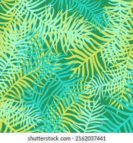 Palm leaves, abstract vector illustration, summer tropical background.