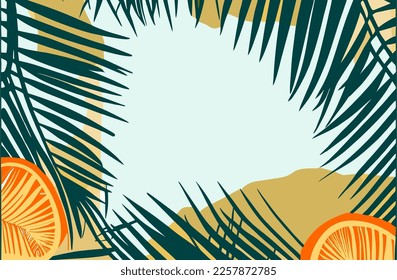 fondo de hojas de palma, fondo de coco, vector plano
