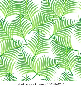  Palm leaves background. Tropical Vector seamless pattern.