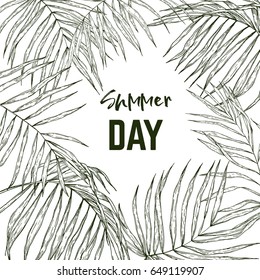Palm leaves background, vector illustration