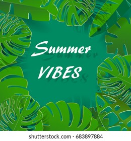 Palm leaves background. Vector stock.