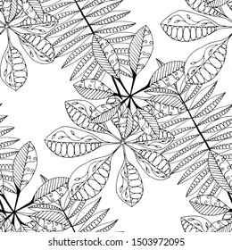 Palm Leaves. Black and White Pattern Seamless