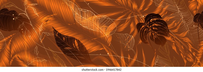 Palm leaves, boho gold, black, white marble template, artistic covers design, colorful texture, modern backgrounds. Minim pattern, graphic brochure. Luxury illustration