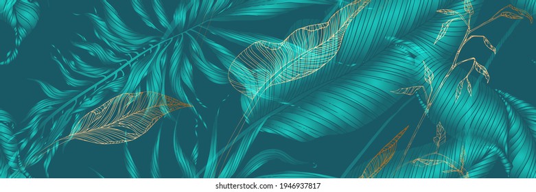 Palm leaves, boho gold, black, white marble template, artistic covers design, colorful modern backgrounds. Minimal pattern, graphic brochure. Luxury illustration