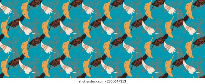 Palm leaves branches exotic Hawaii pattern. Tropical banana tree seamless floral design. Bright background with jungle plants. Vector exotic pattern. Hawaiian picture for textile and fabric. Aloha.