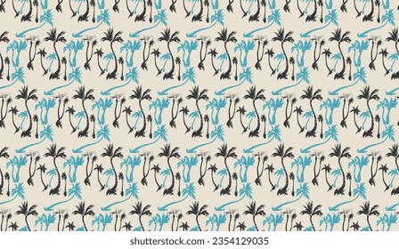 Palm leaves branches exotic Hawaii pattern. Tropical banana tree seamless floral design. Bright background with jungle plants. Vector exotic pattern. Hawaiian picture for textile and fabric. Aloha.