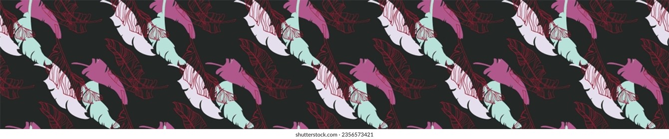 Palm leaves branches exotic Hawaii pattern. Tropical banana tree seamless floral design. Bright background with jungle plants. Vector exotic pattern. Hawaiian picture for textile and fabric. Aloha.