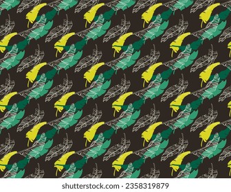 Palm leaves branches exotic Hawaii pattern. Tropical banana tree seamless floral design. Bright background with jungle plants. Vector exotic pattern. Hawaiian picture for textile and fabric. Aloha.