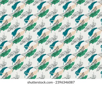 Palm leaves branches exotic Hawaii pattern. Tropical banana tree seamless floral design. Bright background with jungle plants. Vector exotic pattern. Hawaiian picture for textile and fabric. Aloha.