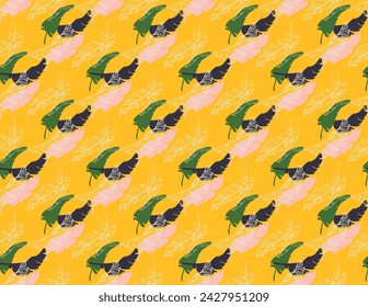 Palm leaves branches exotic Hawaii pattern. Tropical banana tree seamless floral design. Bright background with jungle plants. Vector exotic pattern. Hawaiian picture for textile and fabric. Aloha.