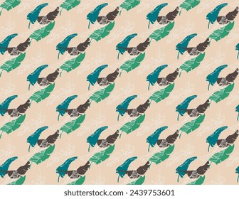 Palm leaves branches exotic Hawaii pattern. Tropical banana tree seamless floral design. Bright background with jungle plants. Vector exotic pattern. Hawaiian picture for textile and fabric. Aloha.