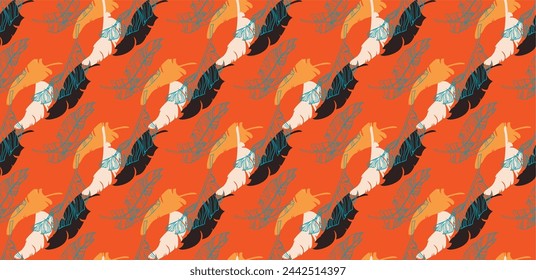 Palm leaves branches exotic Hawaii pattern. Tropical banana tree seamless floral design. Bright background with jungle plants. Vector exotic pattern. Hawaiian picture for textile and fabric. Aloha.