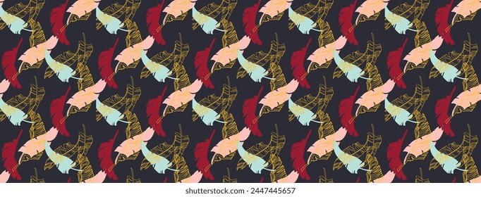 Palm leaves branches exotic Hawaii pattern. Tropical banana tree seamless floral design. Bright background with jungle plants. Vector exotic pattern. Hawaiian picture for textile and fabric. Aloha.