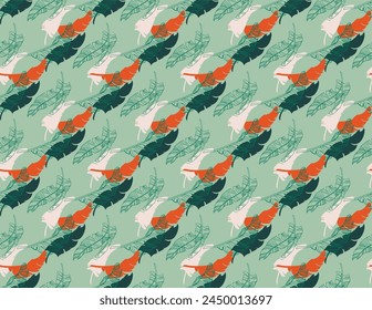 Palm leaves branches exotic Hawaii pattern. Tropical banana tree seamless floral design. Bright background with jungle plants. Vector exotic pattern. Hawaiian picture for textile and fabric. Aloha.