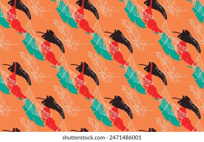 Palm leaves branches exotic Hawaii pattern. Tropical banana tree seamless floral design. Bright background with jungle plants. Vector exotic pattern. Hawaiian picture for textile and fabric. Aloha.