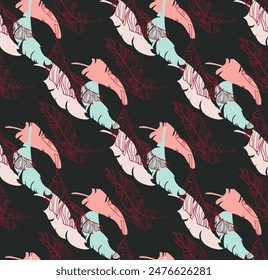 Palm leaves branches exotic Hawaii pattern. Tropical banana tree seamless floral design. Bright background with jungle plants. Vector exotic pattern. Hawaiian picture for textile and fabric. Aloha.