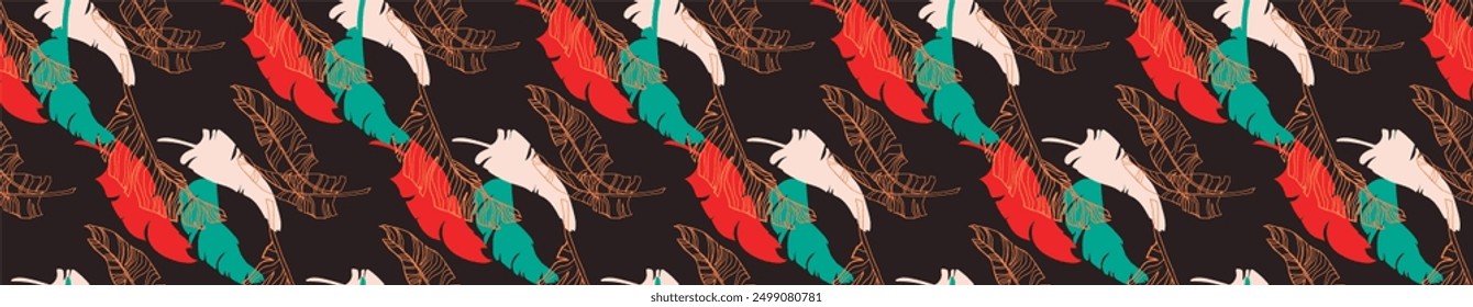 Palm leaves branches exotic Hawaii pattern. Tropical banana tree seamless floral design. Bright background with jungle plants. Vector exotic pattern. Hawaiian picture for textile and fabric. Aloha.
