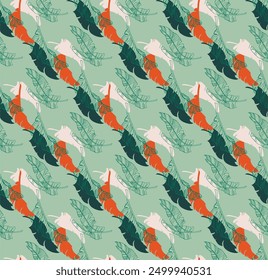 Palm leaves branches exotic Hawaii pattern. Tropical banana tree seamless floral design. Bright background with jungle plants. Vector exotic pattern. Hawaiian picture for textile and fabric. Aloha.