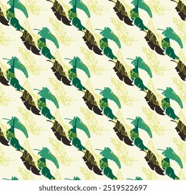 Palmeira deixa ramos padrão havaiano exótico. Bananeira tropical design floral sem costura. Fundo brilhante com plantas da selva. Padrão exótico do vetor. Imagem havaiana para tecido e tecido. Aloha.