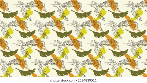 Palm leaves branches exotic Hawaii pattern. Tropical banana tree seamless floral design. Bright background with jungle plants. Vector exotic pattern. Hawaiian picture for textile and fabric. Aloha.