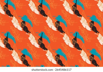Palmeira deixa ramos padrão havaiano exótico. Bananeira tropical design floral sem costura. Fundo brilhante com plantas da selva. Padrão exótico do vetor. Imagem havaiana para tecido e tecido. Aloha.