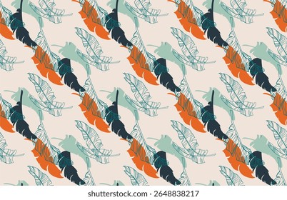 Palmeira deixa ramos padrão havaiano exótico. Bananeira tropical design floral sem costura. Fundo brilhante com plantas da selva. Padrão exótico do vetor. Imagem havaiana para tecido e tecido. Aloha.