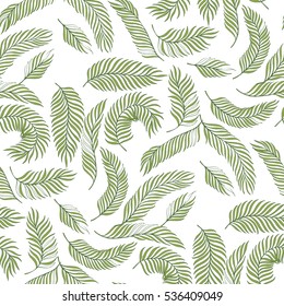 Palm leaves branches vector seamless pattern