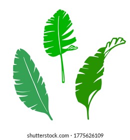 Hojas de palma como elementos de diseño. Silueta verde sobre fondo blanco. Estilo de tinta dibujado a mano. Inspiración en el tatuaje y el logotipo. Imagen vectorial aislada.