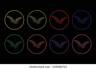 palm leaves in different colors design vector flat modern isolated illustration