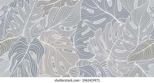 Palm leaves flourish garden texture. Floral seamless pattern with tropical leaves. Nature lush background