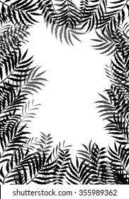Palm leaves of frame background of silhouette.vector