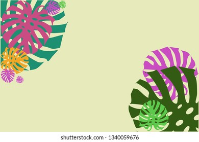 Palm leaves frame. Color palm leaves vector illustration