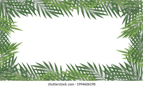 Palm leaves frame with copy space for text ,isolated on white background, Vector illustration EPS 10