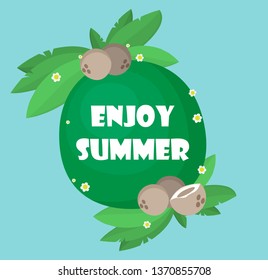  palm leaves frame for your text. Flat style